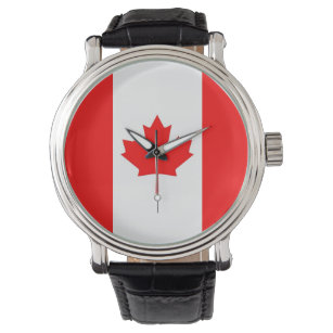 Patriotische, Spezialuhr mit Flagge Kanadas Armbanduhr