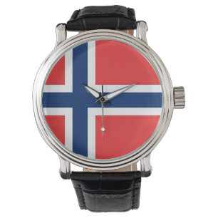 Patriotische Spezialuhr mit norwegischer Flagge Armbanduhr