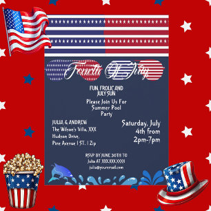 Patriotische Stars 4. Juli American Flag Pool Part Einladung