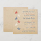 Patriotische Stars 4. Juli Einladung (Vorne/Hinten)