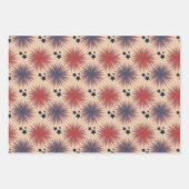 Patriotische Stars Fireworks White Blue Cream Geschenkpapier Set (Vorderseite 2)