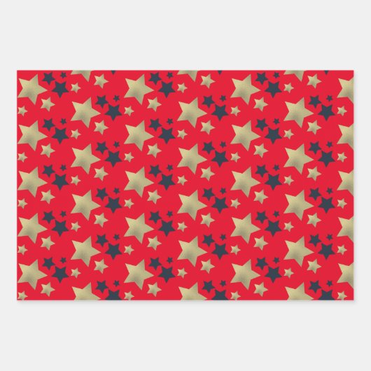 Patriotische Stars Imitate Foil Pattern Geschenkpapier Set (Vorderseite 2)