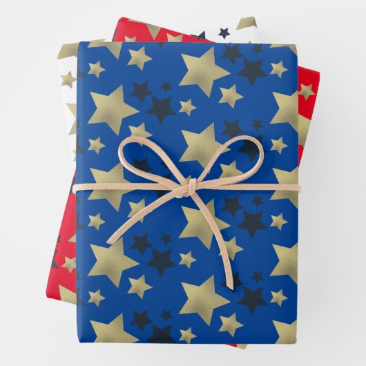 Patriotische Stars Imitate Foil Pattern Geschenkpapier Set (Beispiel)