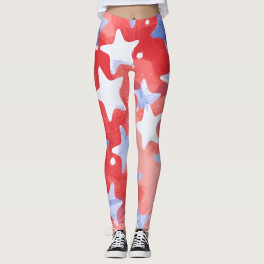 Patriotische Stars Leggings für den 4. Juli (Vorderseite)