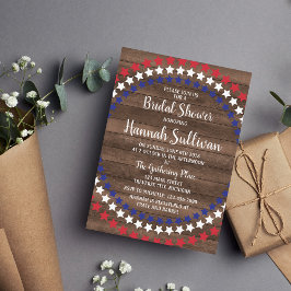 Patriotische Stars Rustikale 4. Juli Brautparty Einladung
