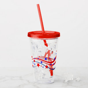Patriotische Stars & Streamers Akrolische Tumbler Acryltrinkbecher