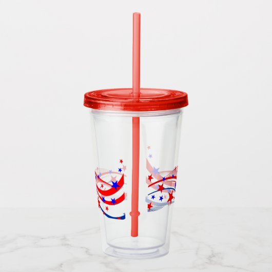 Patriotische Stars & Streamers Akrolische Tumbler Acryltrinkbecher (Rechts)