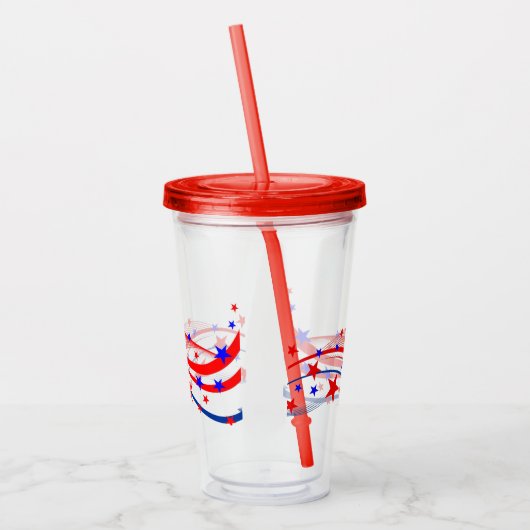 Patriotische Stars & Streamers Akrolische Tumbler Acryltrinkbecher (Links)