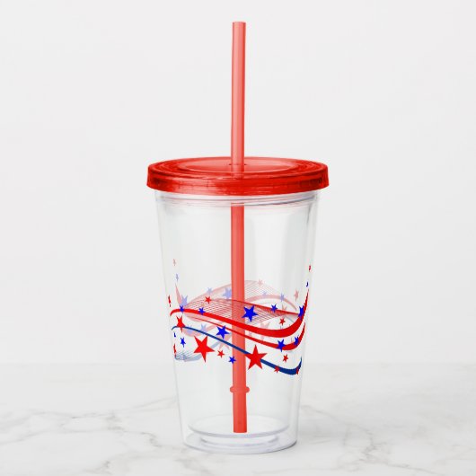 Patriotische Stars & Streamers Akrolische Tumbler Acryltrinkbecher (Vorderseite)