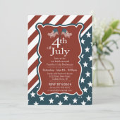 Patriotische Stars & Streifen 4. Juli Party Einladung (Stehend Vorderseite)