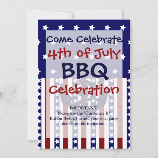 Patriotische Stars Streifen Anchor-Sailor-Muster Einladung (Vorderseite)