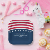 Patriotische Stars Streifen Rotes Weiß Blau Platz Pappteller (Party)