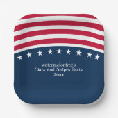 Patriotische Stars Streifen Rotes Weiß Blau Platz Pappteller (Vorderseite)