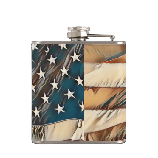 Patriotische Stars und Streifen 6 oz oder 8 oz Fla Flachmann (Rückseite)