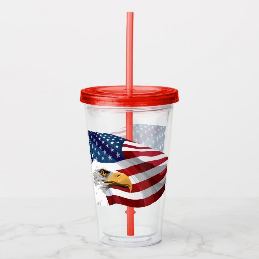 Patriotische Stars und Streifen Akrylic Tumbler Acryltrinkbecher (Vorderseite)