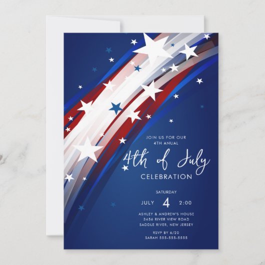 Patriotische Stars und Streifen Amerikanische Unab Einladung (Vorderseite)