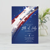 Patriotische Stars und Streifen Amerikanische Unab Einladung (Stehend Vorderseite)