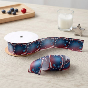 Patriotische Sterne Amerikanisches Vintage Rot Wei Satinband
