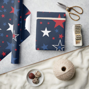 Patriotische Sterne auf navyblauem nahtlosem Muste Geschenkpapier