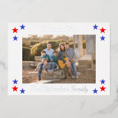Patriotische Sterne FamilienFoto Folien Feiertagskarte (Vorderseite)