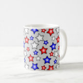 Patriotische Sterne - Hellgrauer Kaffeebecher Kaffeetasse (VorderseiteRechts)