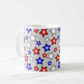 Patriotische Sterne - Hellgrauer Kaffeebecher Kaffeetasse (Vorderseite Links)