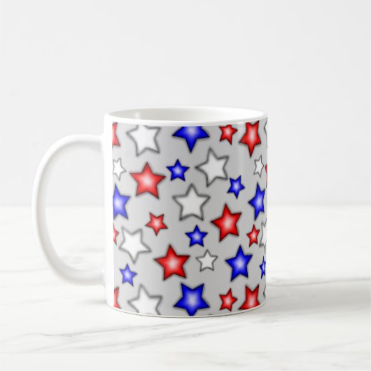 Patriotische Sterne - Hellgrauer Kaffeebecher Kaffeetasse (Links)