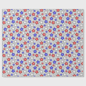 Patriotische Sterne - Hellgraues Geschenkpapier (Flach)