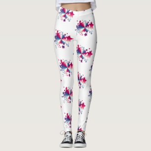 Patriotische Sterne Red White Blue Muster Geometri Leggings