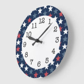 Patriotische Sterne Red White & Blue Round Wall Uh Große Wanduhr (Winkel)
