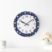 Patriotische Sterne Red White & Blue Round Wall Uh Große Wanduhr (Zuhause)