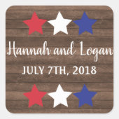 Patriotische Sterne Rustikale Amerikanische Unabhä Quadratischer Aufkleber (Vorderseite)