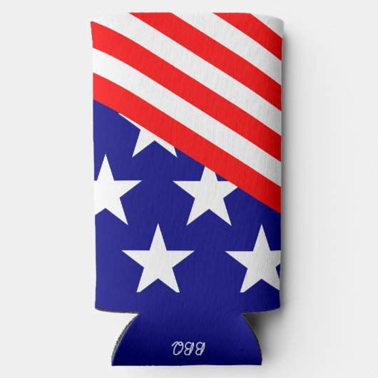 Patriotische Sterne Streifen Rotes Weiß Blau Dose Selters Dosenkühler (Rückseite)