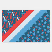 Patriotische Sterne Streifen Sprinkles Blau Geschenkpapier Set (Vorderseite 2)