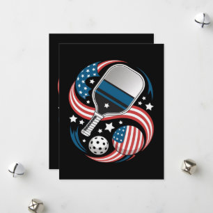 Patriotische Sterne Streifen USA-Flagge Pickleball Feiertagskarte