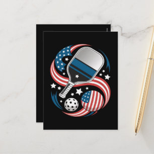 Patriotische Sterne Streifen USA-Flagge Pickleball Feiertagspostkarte
