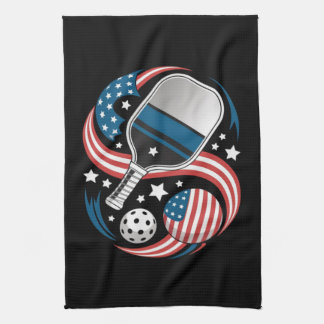 Patriotische Sterne Streifen USA-Flagge Pickleball Geschirrtuch