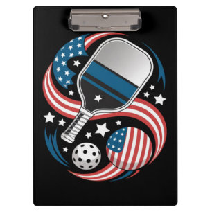 Patriotische Sterne Streifen USA-Flagge Pickleball Klemmbrett