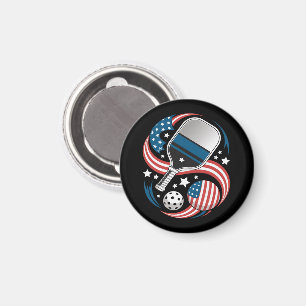 Patriotische Sterne Streifen USA-Flagge Pickleball Magnet