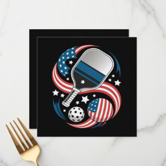 Patriotische Sterne Streifen USA-Flagge Pickleball Menükarte