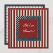 Patriotische Sterne u. Streifen-am 4. Juli Party Einladung (Vorne/Hinten)