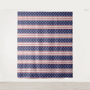 Patriotische Sterne und Rot-und Weißstreifen-Tapis Wandteppich