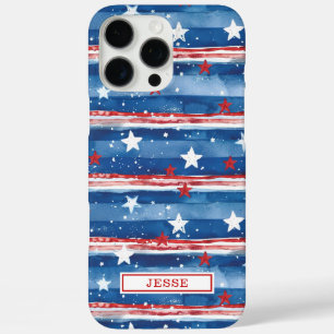 Patriotische Sterne und Streifen monogrammiert iPhone 16 Pro Max Hülle