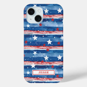 Patriotische Sterne und Streifen monogrammiert Case-Mate iPhone Hülle