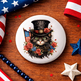 Patriotische Sternenbanner-Katze Button