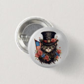 Patriotische Sternenbanner-Katze Button (Vorne & Hinten)