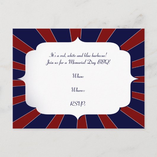 Patriotische Sternexplosion in Rot-Weiß und Blau Einladungspostkarte (Vorderseite)