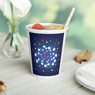 Patriotische Sternexplosion Red White und Blue USA Pappbecher