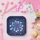 Patriotische Sternexplosion Red White und Blue USA Pappteller (Party)