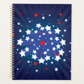 Patriotische Sternexplosion Red White und Blue USA Planer (Vorderseite)